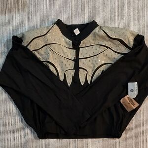 Vintage 80s Tipicano Black/Beige Sequined Applique Canvas Bomber Jacket Sz L NWT